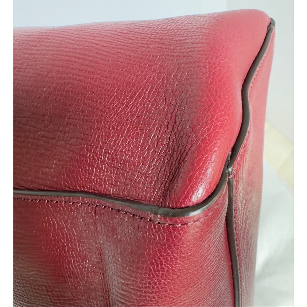 Mulberry Maple Goatskin Leather Tote Burgundy Purple Removable Pouch - Picture 5 of 15